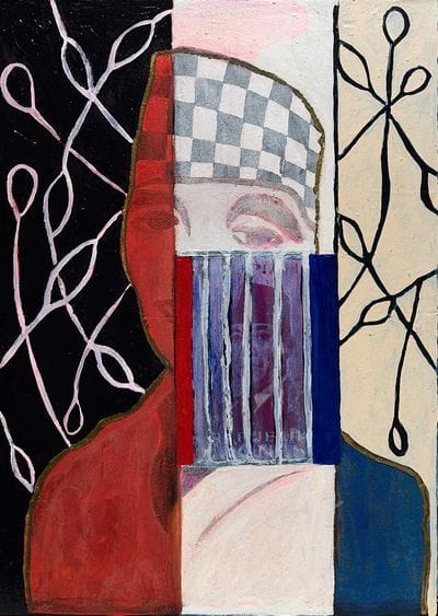 Edith Bons - Bung K. - acrylic on canvas and panel, photograph, paint, 2000, 50x70cm