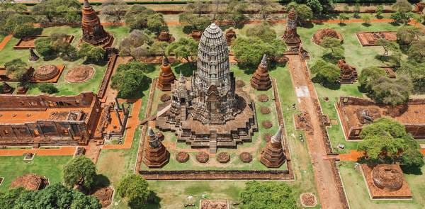 Aerial,View,Of,Ayutthaya,Temple,,Wat,Ratchaburana