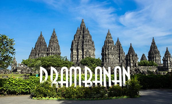 Het Prambanan-tempelcomplex op Java, Indonesië